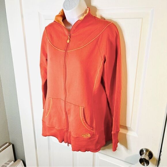 The North Face Zipper Knit Jacket Coral Orange L - Picture 6 of 9